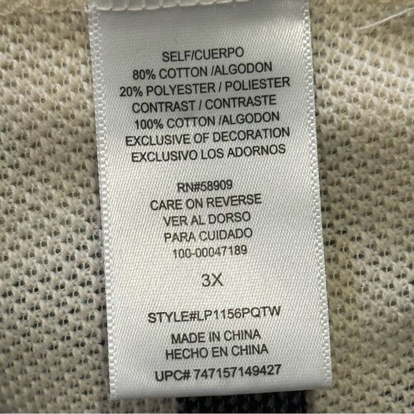 Gibson Latimer Plus Size 3X Blue Striped Pullover Sweatshirt with Lace Up Side - Picture 7 of 7